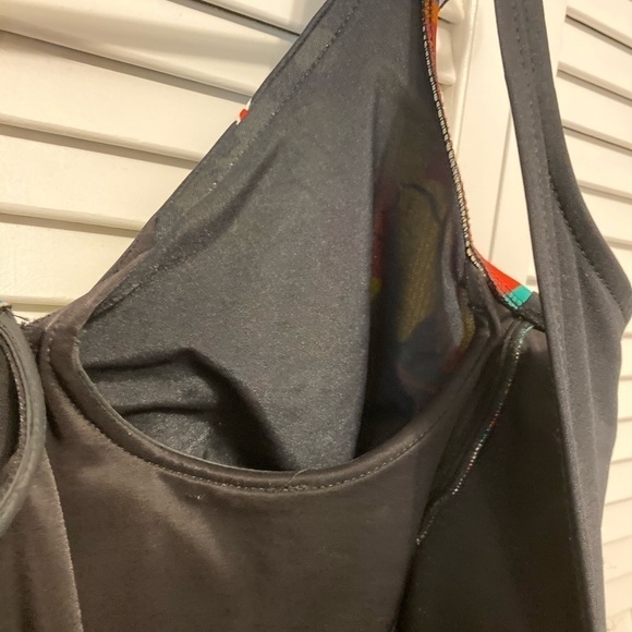 The Slimsuit Vintage Black Bright Abstract Floral Print One Piece Swimsuit 14 - Picture 7 of 12